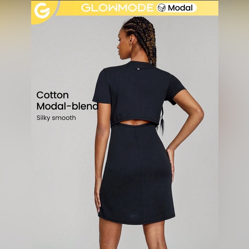 Glowmode Modal Cotton Cut-Out Back High-Low T-Shirt Dress